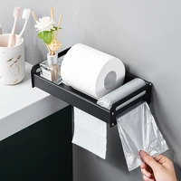 black multifunctional toilet paper holder shelf waterproof wall mounted toilet tissue box roll storage box bathroom accessories