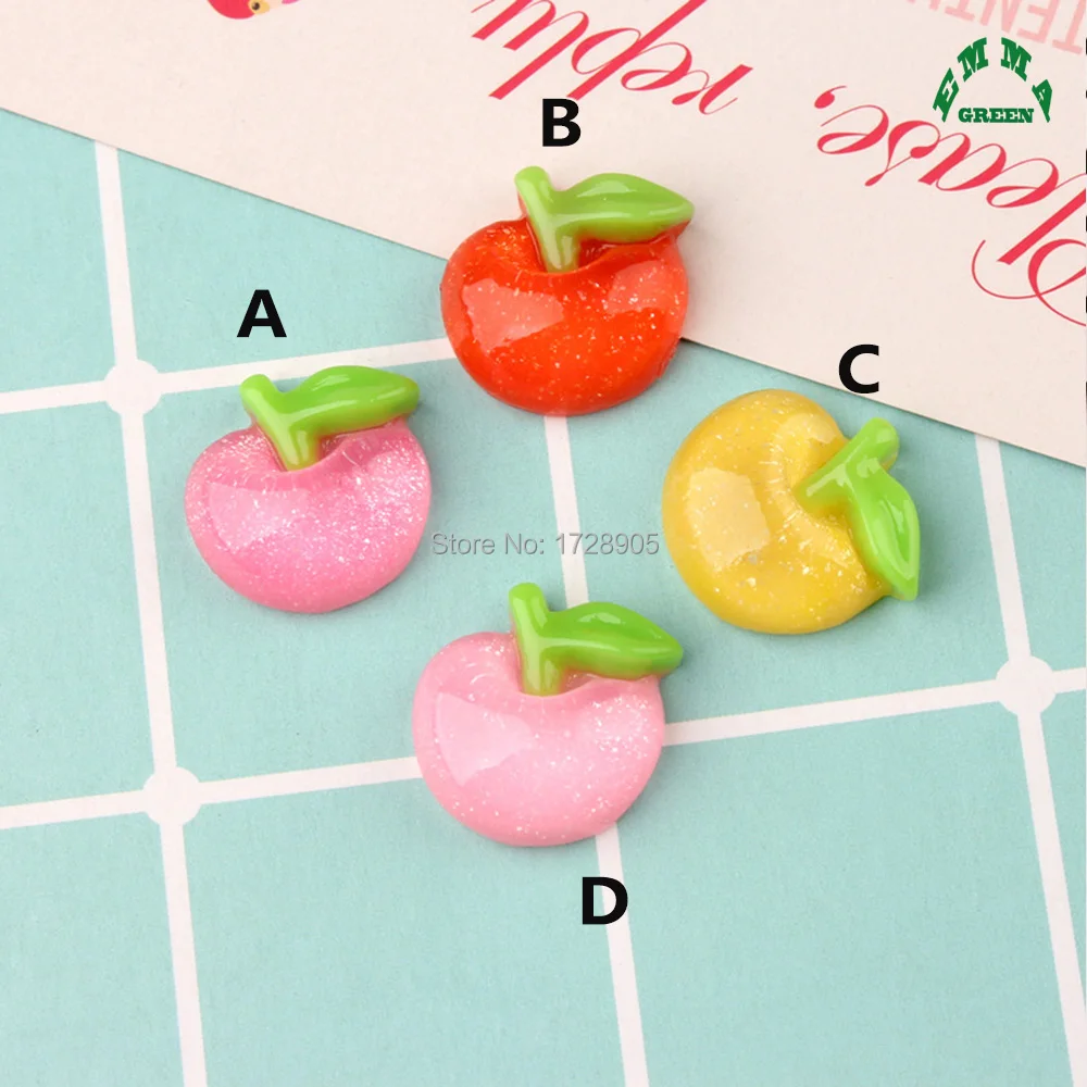 Слайм очаровательные бусины милое желе Яблоко Фрукты Смола Кабошон Kawaii с плоским