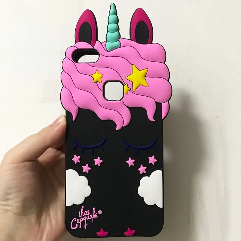 Black Unicorn 3D мультяшный чехол для huawei P10 Lite 5,2 дюймов Мягкая силиконовая задняя крышка для huawei P10 lite P10lite защитный чехол для телефона - Цвет: Black Unicorn