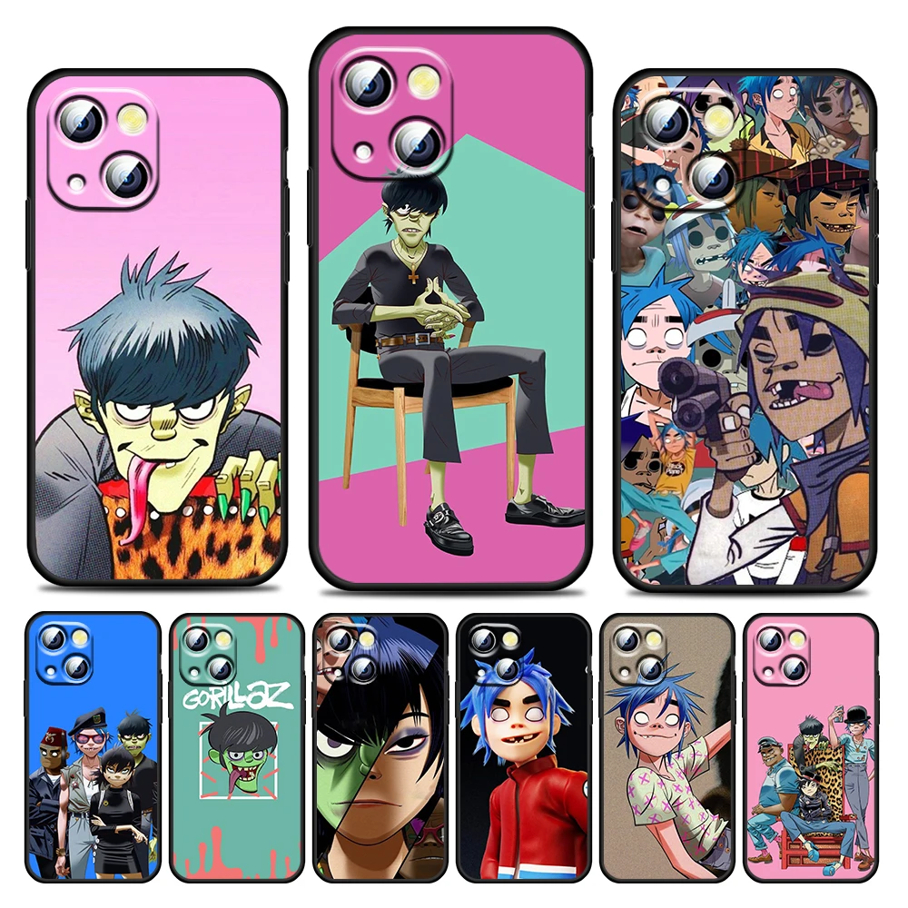 

Cool Band Gorillaz For Apple iPhone 13 12 11 Pro Max Mini XS Max X XR 6 7 8 Plus 5S SE2020 Soft Black Phone Case