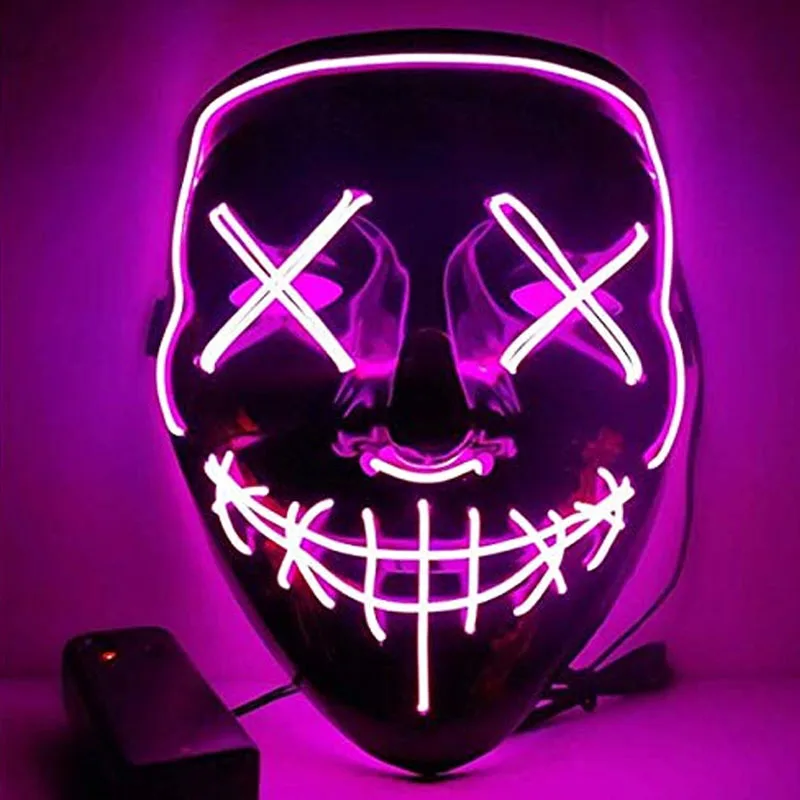 Halloween LED Mask Black Luminescent Light Neon DJ Party Holiday Activities Decorative Props 10 Colors Can Choose | Игрушки и хобби