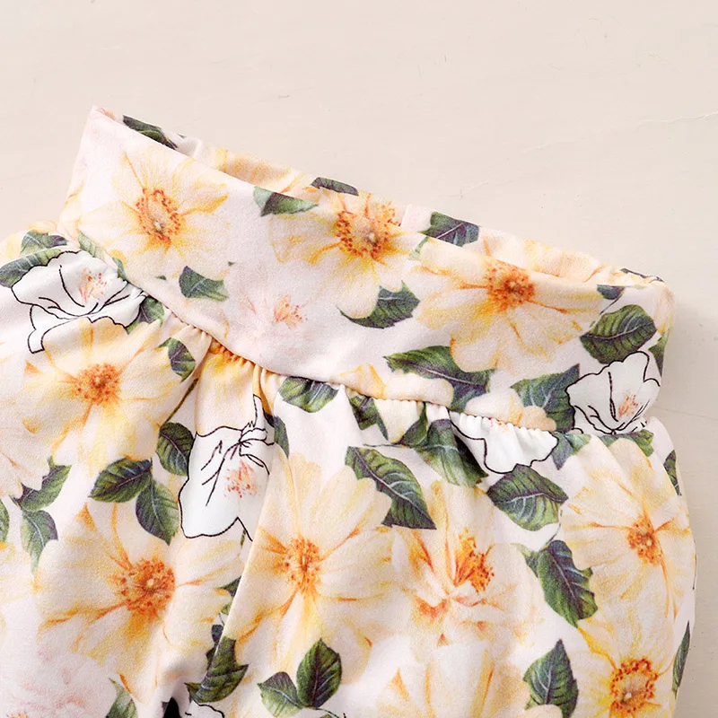 

2021 Summer Newborn Baby Girl Clothing Set Kids Outfits Clothes Top Bodysuit Tops+Flower Printed Trousers+Headband 3Pcs Set