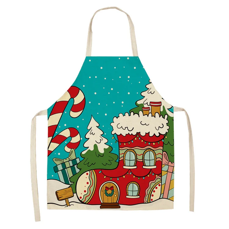 

Free Shipping High-Quality Sleeveless Waterproof and Oilproof Apron Christmas series Cotton Linen Apron