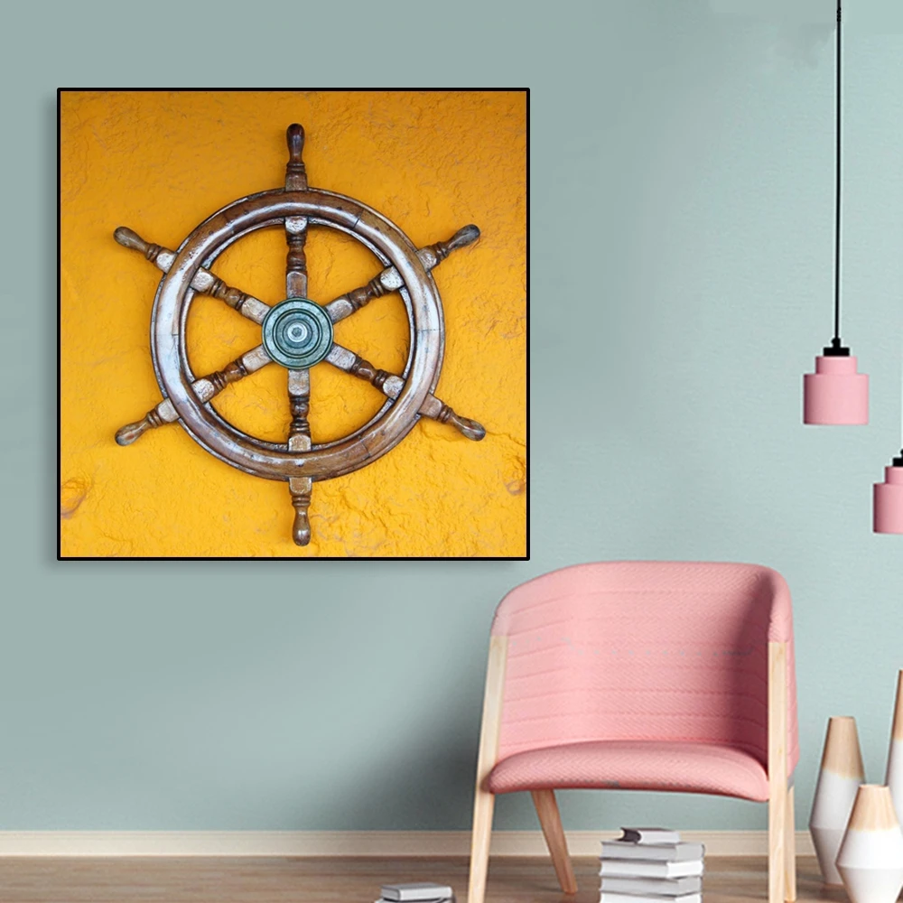 Navy Nautical Sailboat Rudder Canvas Painting Poster And Prints Nursery Wall Art Picture Bedroom Kids Room Decoration Home Decor | Дом и сад