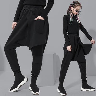 Брюки женские с узкой талией модные штаны большого размера разрезом