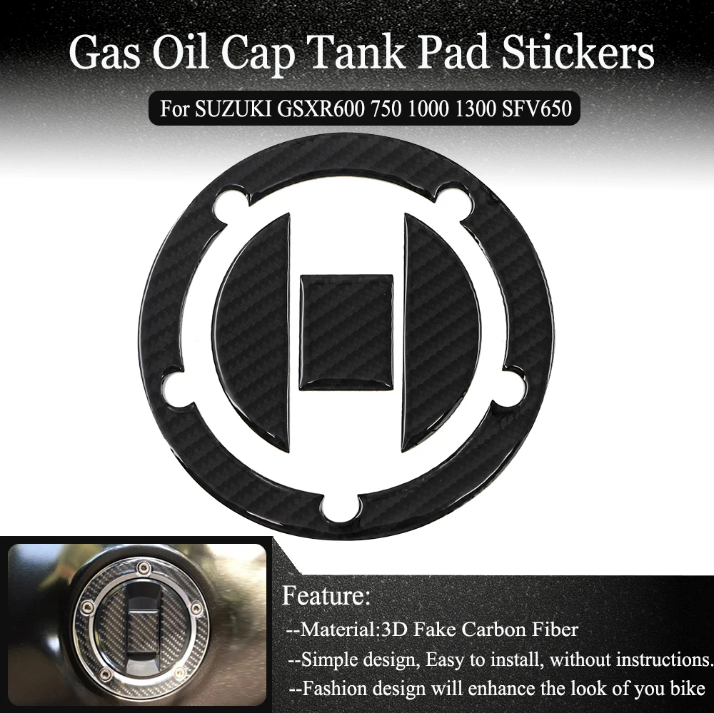 

Gas Oil Cap Cover Stickers For SUZUKI GSXR600 750 1000 1300 SFV650 Motorcycle Carbon Fiber Fuel Tank Pad Decals