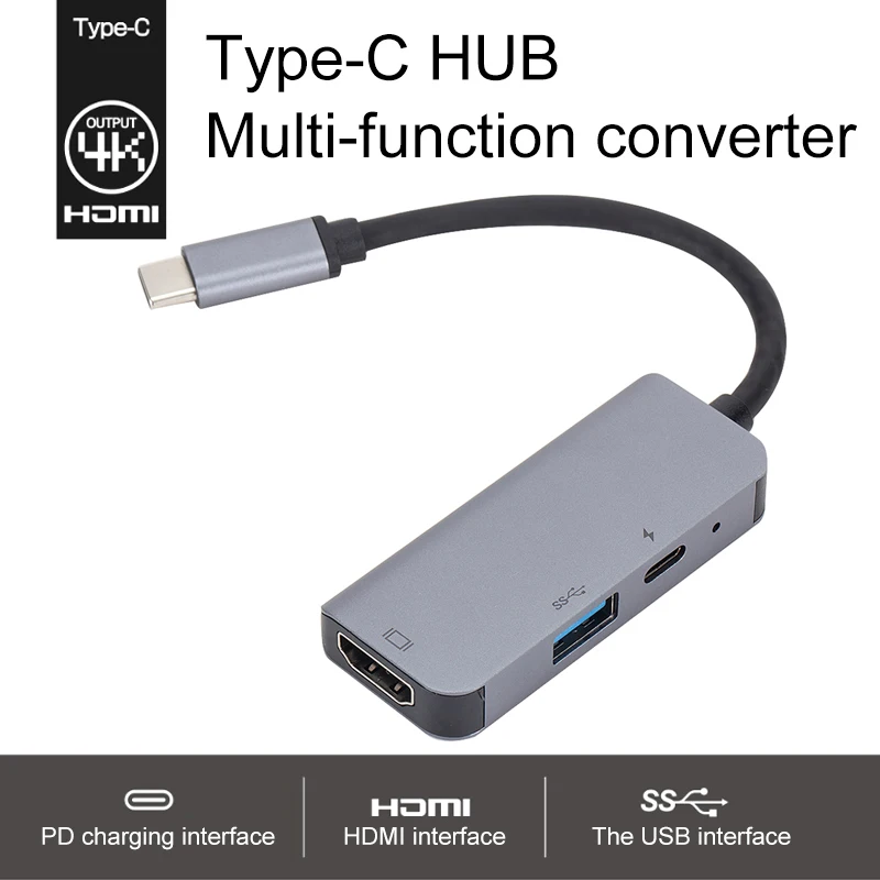 3 в 1 USBC концентратор HDMI RJ45 Ethernet Micro SDTF OTG адаптер + USB 0 PD зарядный конвертер зарядное