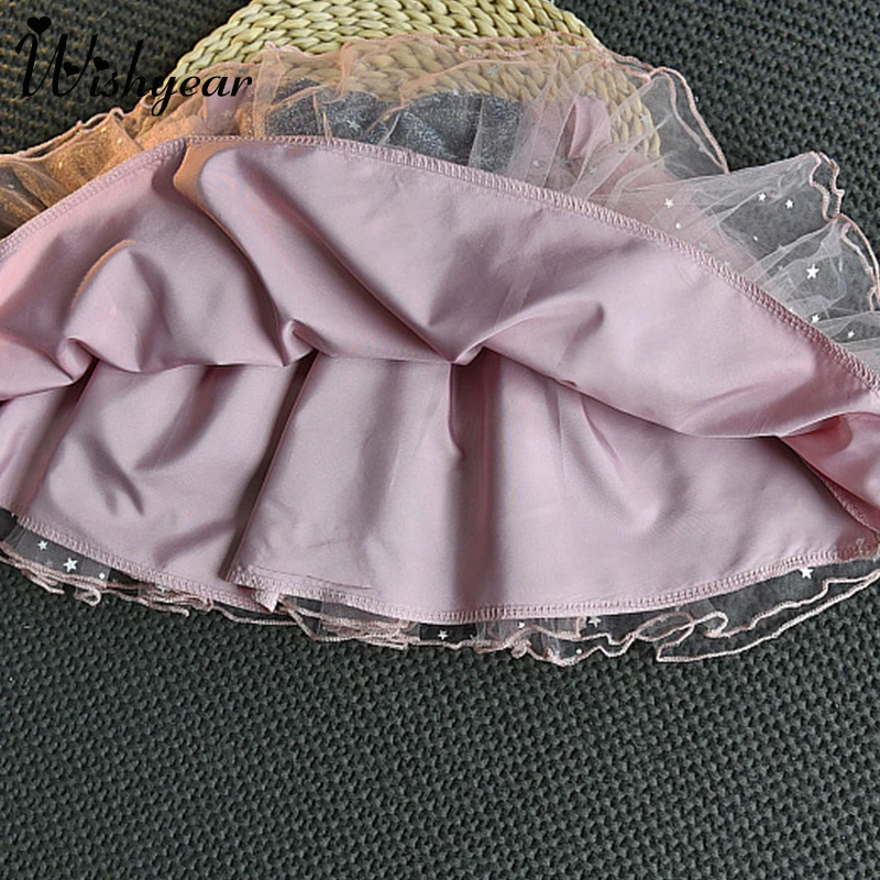 

Wishyear Baby Girl Outfits Clothes O-Neck Sleeveless Ruffles Shirt And Mesh Skirt Two Piece Set Mama's Girl Baby Casual Suit