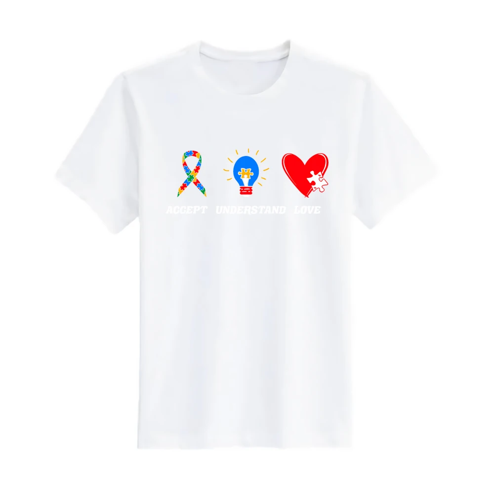 Новая модная футболка с принтом осведомленность об аутизме принять понимание