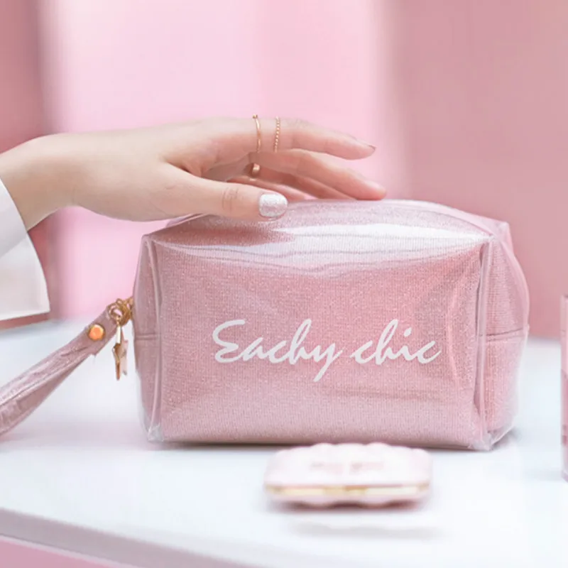 

Storage Bag Headphones Cosmetic Organizer Pink Slider Zip Lock Pockets Portable Charger Reclosable Travel Waterproof Bag OO50SN