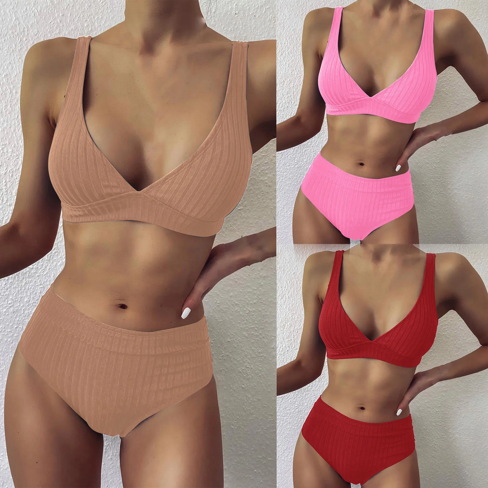 

Sexy Women Bikini Set Strapless Bandeau Push-up Bra Swimsuit Swimwear Bathing Swim Swimwear Beachwear Fashion Bikini Set Swimsui