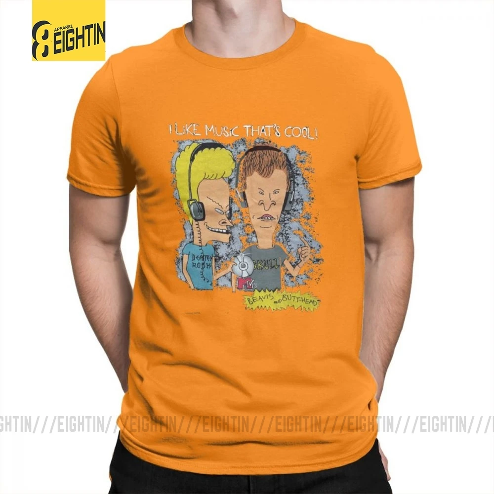 Beavis And Butthead футболки из хлопка с коротким рукавом футболки Awesome MensT модные футболки с круглым вырезом Большие размеры забавные - Цвет: Оранжевый