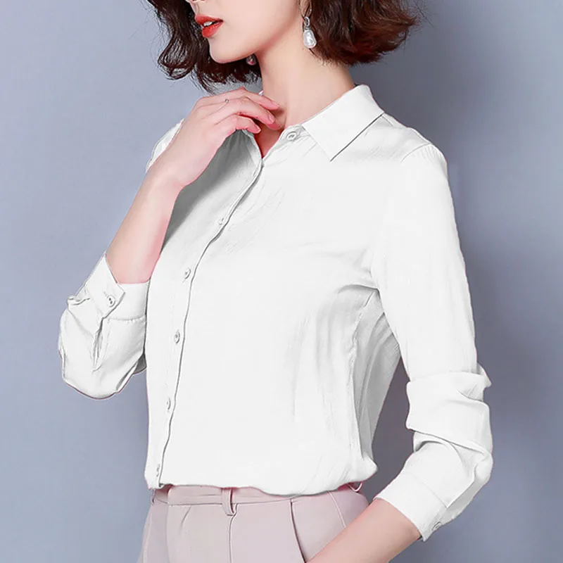 

Womens Tops And Blouses 2021 Black Long Sleeve Top Solid White Tops Korean Fashion Women Clothes Blusas Shirts Plus Size 8104 50