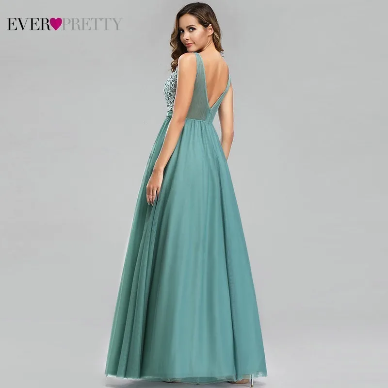 Ever Pretty Dusty Blue Bridesmaid Dresses V-Neck Appliques Elegant Long Dresses For Wedding Party EP00930DB Vestidos De Madrinha