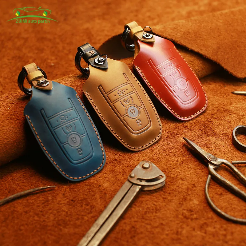 

Leather covers for car keys, anti-crash covers for car keys, for ford fusion mondeo, mustang edge, explorer, 2019 shipment, auto