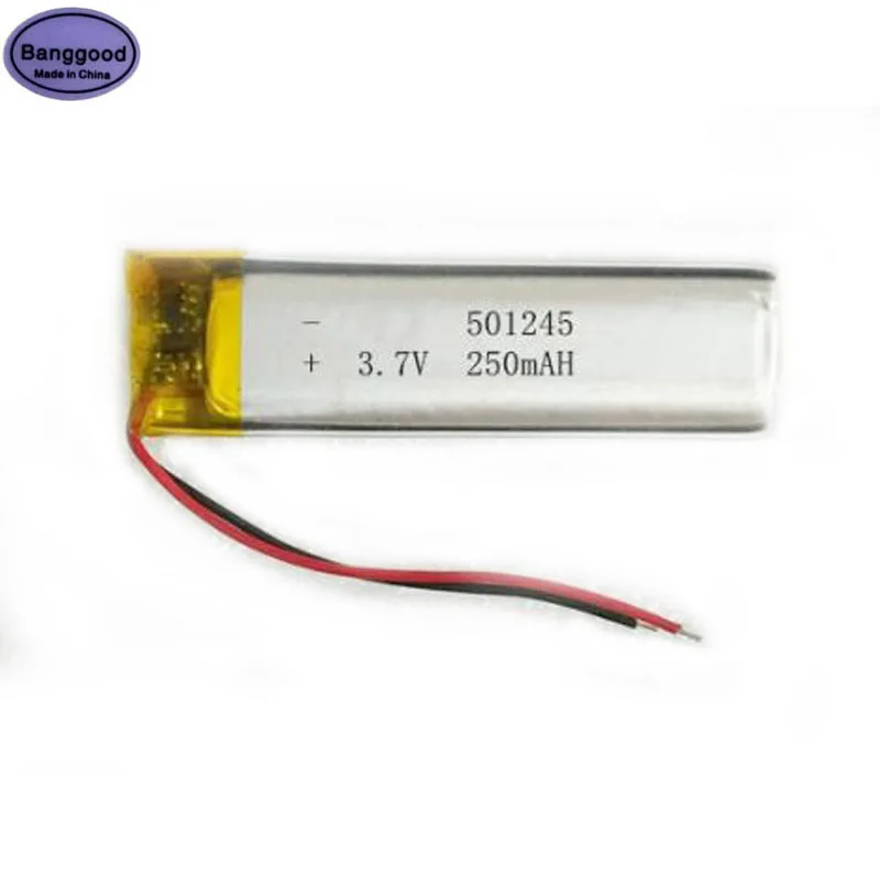 

Banggood 3.7V 250mAh 501245 051245 Lipo Polymer Lithium Rechargeable Li-ion Battery Cells for GPS MP3 MP4 Bluetooth Headset