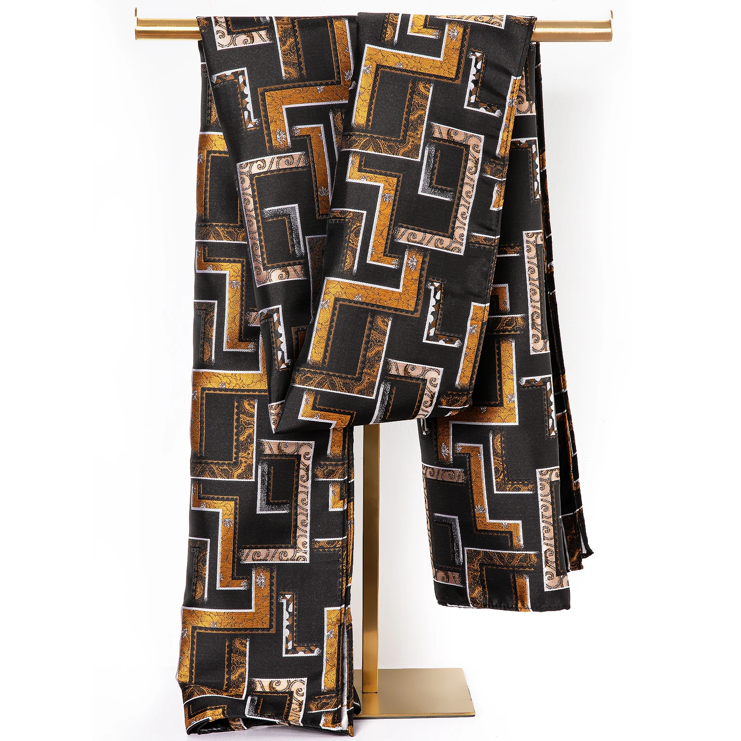 Модные мужские шарф золото жаккардовый клетчатый шелк Сезон осень-зима
