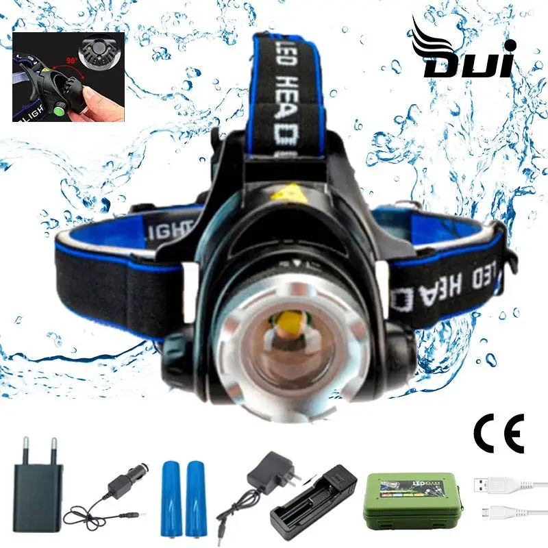 DUI T6 18650 мощный перезаряжаемый налобный фонарь для рыбалки велосипеда 4