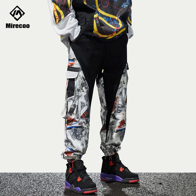 Брюки мужские с лентами в стиле пэчворк мешковатые джоггеры султанки