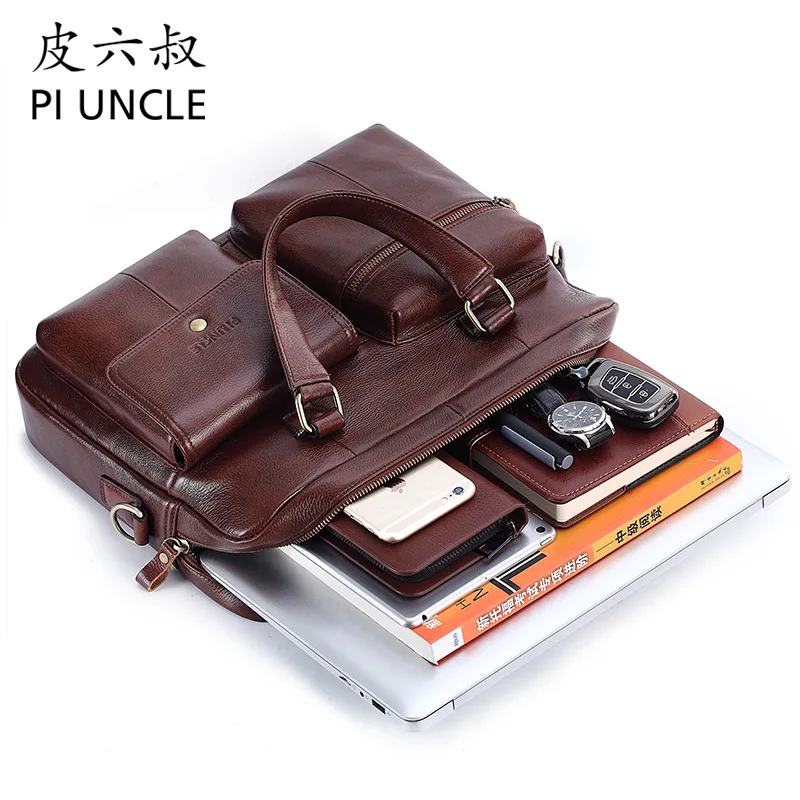 New Luxury Cow Genuine Leather Business Men's Briefcase Male Shoulder Bag Messenger Tote Computer Handbag | Багаж и сумки
