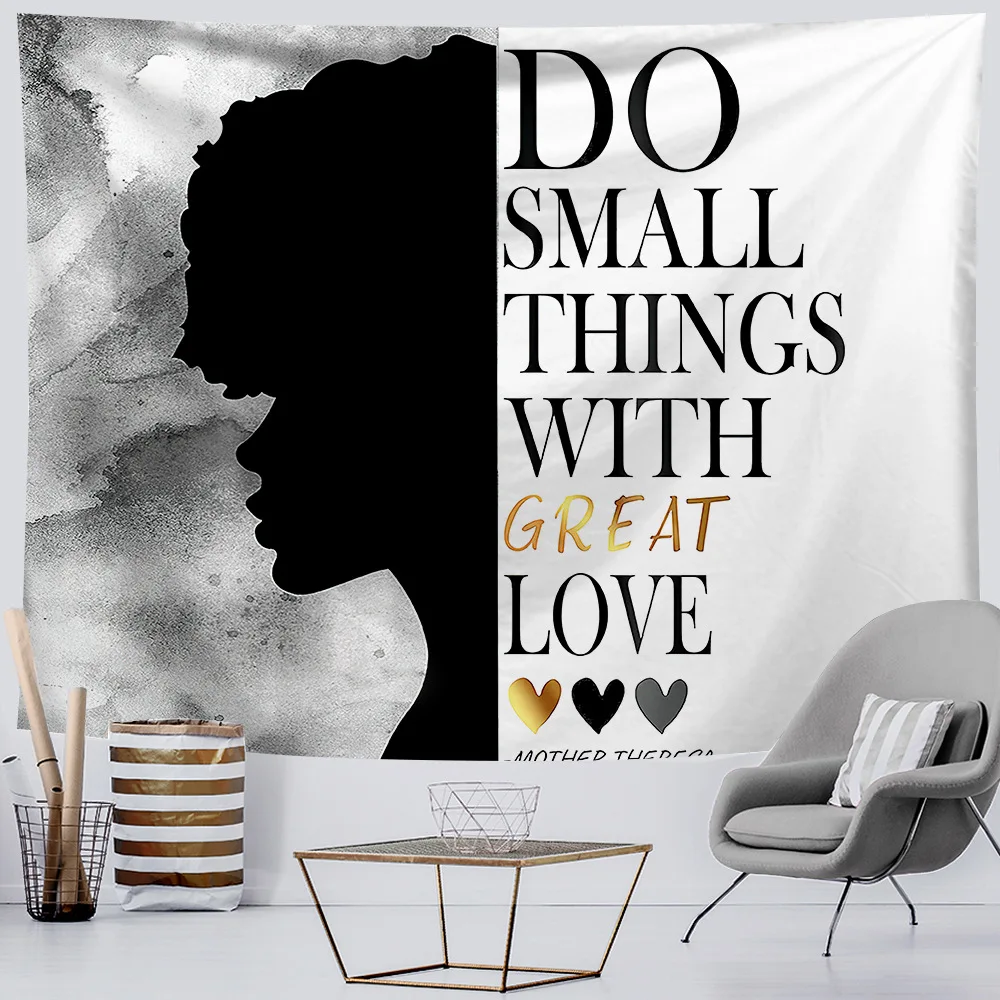 Черная девочка настенный гобелен хиппи Настенный Ковер в общежитии Украшения