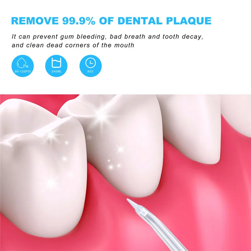 

Ckeyin 240Ml Waterproof 0.6Mm Water Flosser Portable Oral Irrigator Teeth Cleaning 3 Modes Dental Flosser Tartar Removal Tool