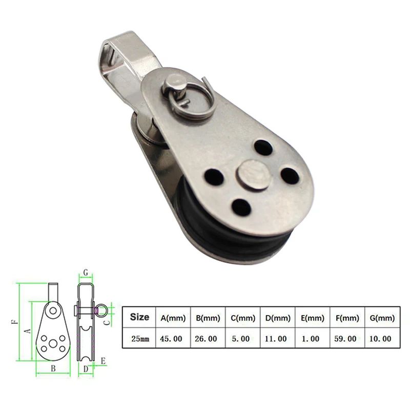 

2pcs Stainless Steel Pulley Bearing Pulleys 25mm Single Wheel Swivel Lifting Rope Pulley Set Bearing Lifting Wheel Tools