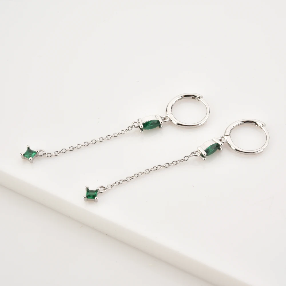 

Andywen 100% 925 Sterling Silver Classic Clear Black Drop Earring Long Chains Piercing Pendiente Luxury Jewelry Wedding Clips