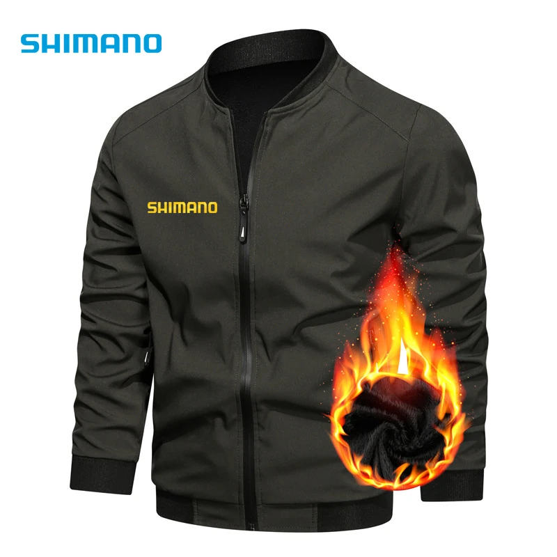 

Shimano Fishing Wear Casual Thermal Fleece Warm Windprooof Fishing Jacket Men Sports Outdoor Slim Fit Shimano Clothes Winter