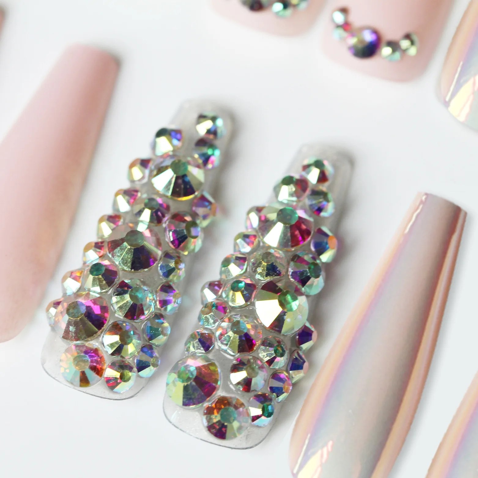 

30Pcs/Set Super Rhinestones Design False Nail French Full Cover Fake Nails Glue DIY Manicure Nail Art Tools
