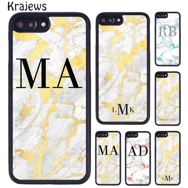 Индивидуальный чехол для телефона с мраморными инициалами krajew iPhone 5 6 S 7 8 plus 11 12 Pro X