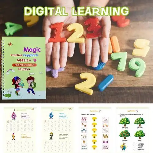 

4 Books Pen Magic Practice Copybook Reusable Handwriting Copybook Set Calligraphic Letter Writing Practice Workbook For Children