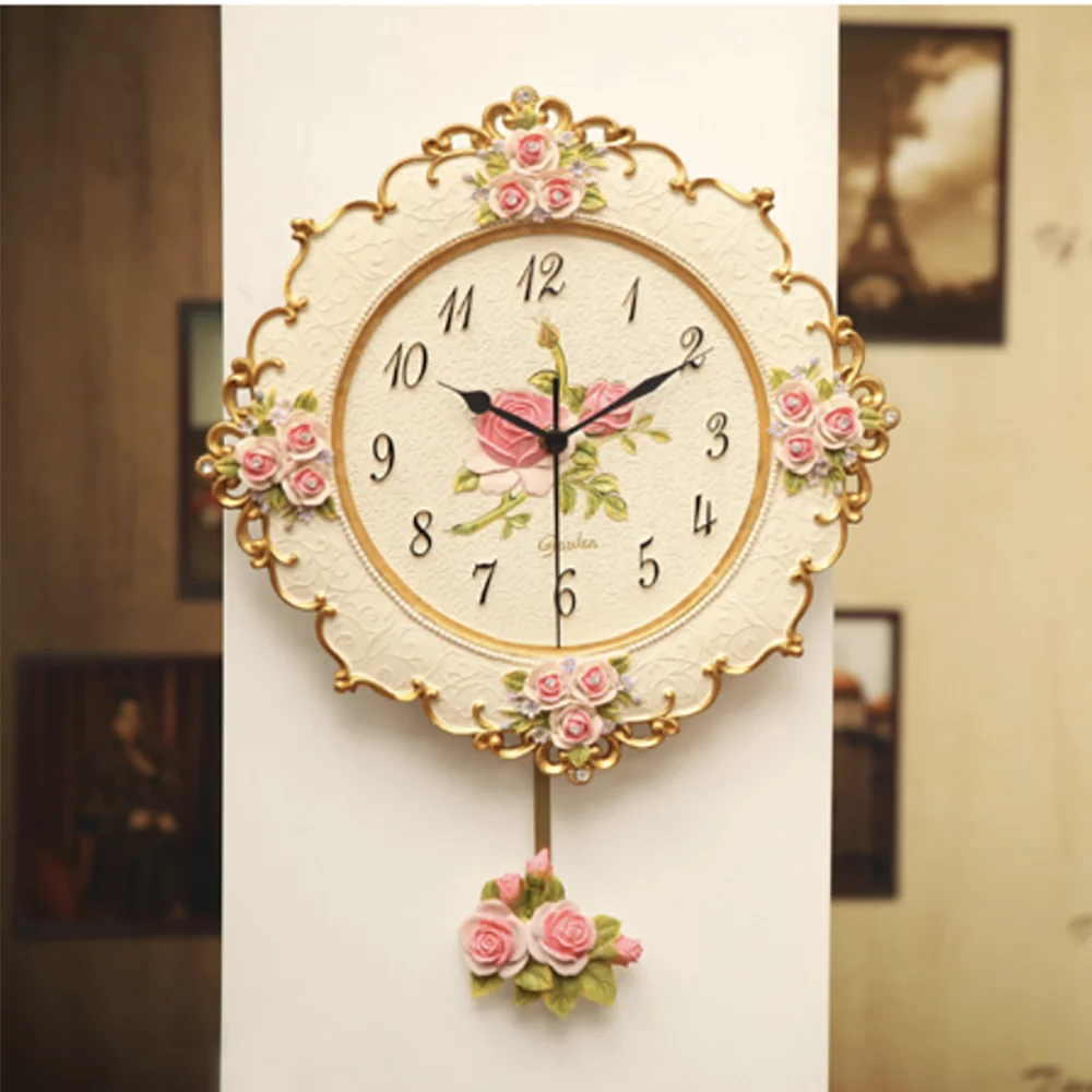 Розовые Настенные часы современного дизайна цифровые полимерные цветы домашний
