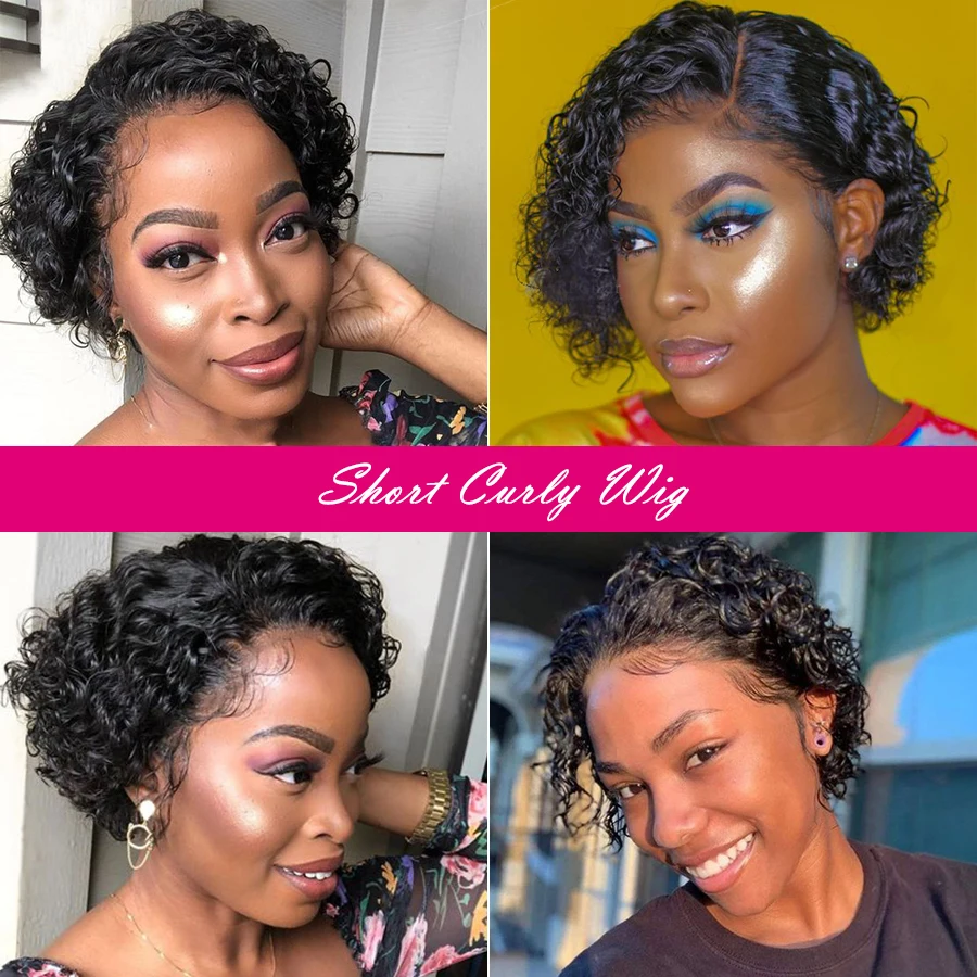 

Bob Wig Lace Front Human Hair Wigs Pixie Cut 4x4 Lace Closure Wig Short Curly Human Hair Wigs For Women Human Hair