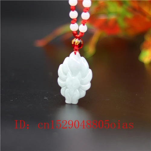 Натуральный белый зеленый нефрит с девятью хвостами лиса кулон жадеит изумруд