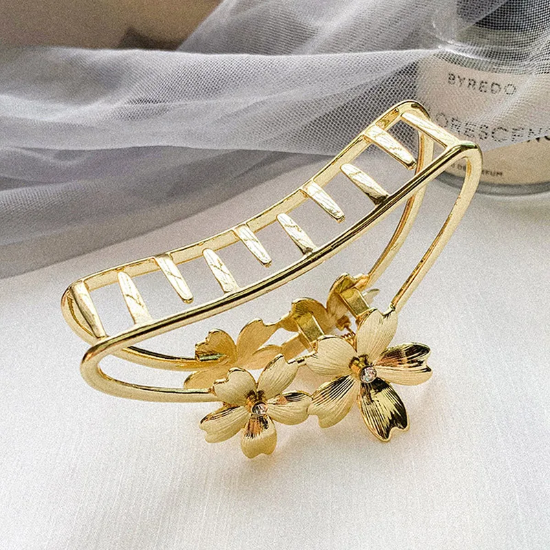 Женские заколки крабы для волос золотистые и серебристые металлические в ретро