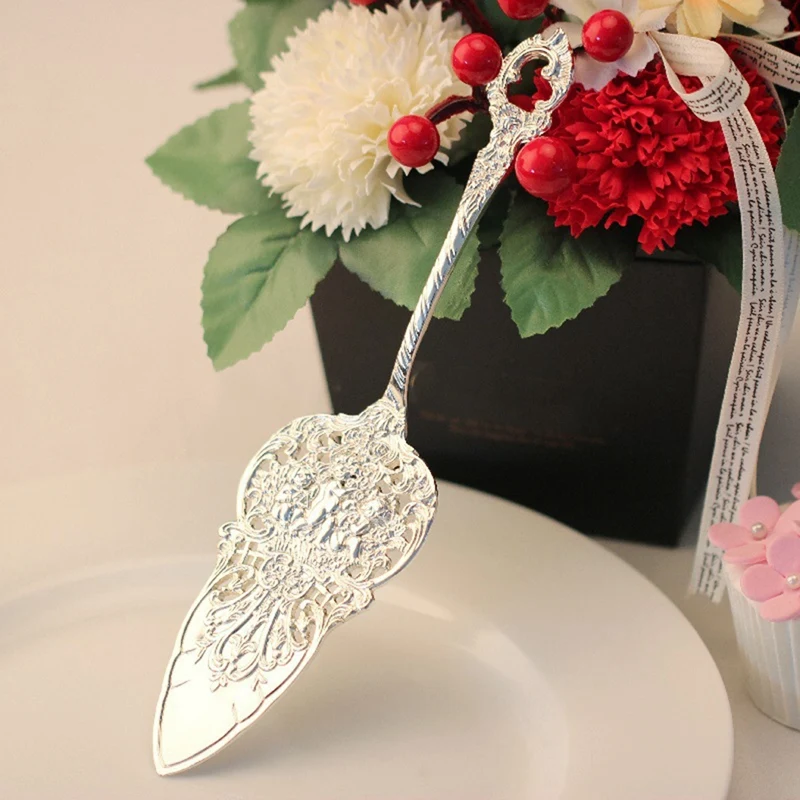 Серебряный свадебный торт подающий набор маленький нож Лопатка барокко