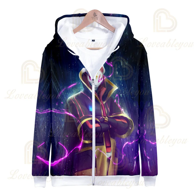 

Fortnites Anime Hoodie Fortress Night Zipper Crewneck Casual Cardigan Hooded Cartoon Full Color Printed Sweater Man Hoodies
