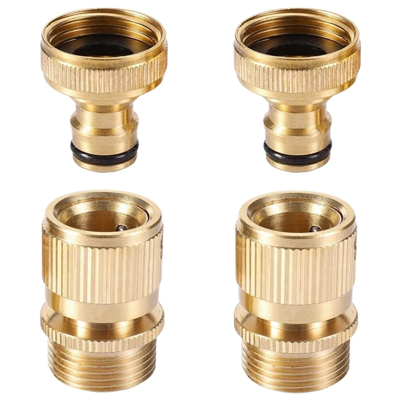 

2 Sets Garden Hose Quick Connector 3/4 Inches Brass Garden Hose Fitting and Adapters Water Hose Connectors