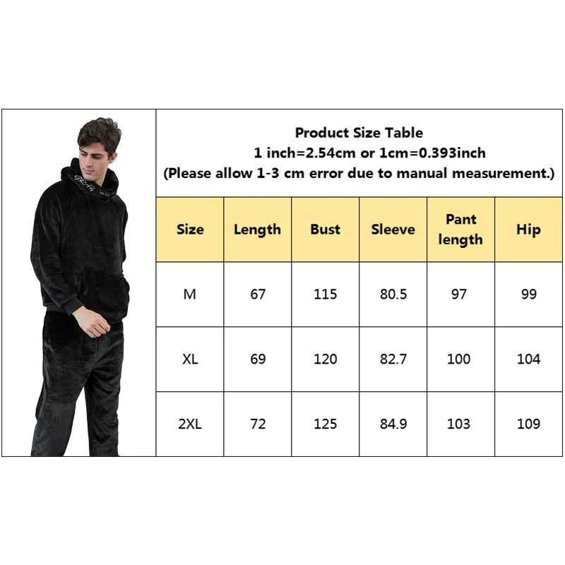 

Winter Warm Flannel Pajamas Set for Men Long Sleeve Pyjamas Coral Velvet Hoodies Sweatshirt Soft Loungewear Home Clothes Sale