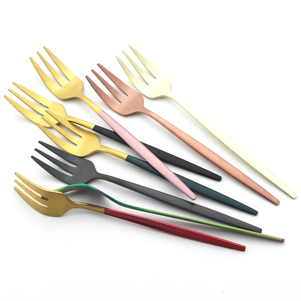 Столовые приборы из матовой нержавеющей стали столовая посуда десерт вилка для