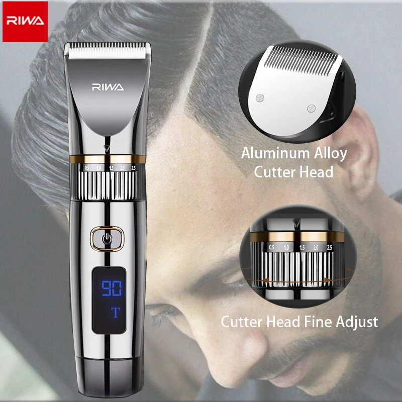 New Riwa Barber Hair Clipper Wireless Professional Barber Trimmer For Man LCD Display Nose And Ear Trimmer Electric Hair Clipper