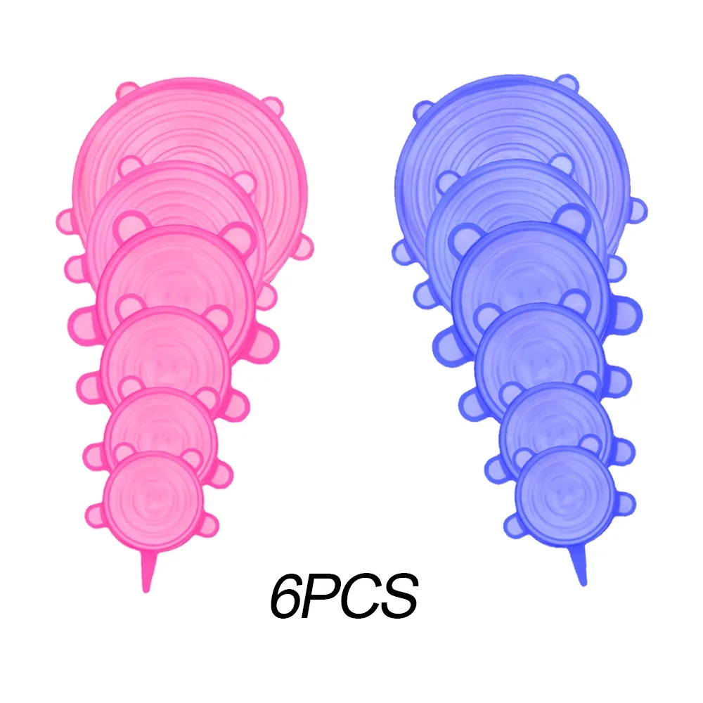 Универсальные силиконовые крышки для пищевых продуктов 6 шт./компл. многоразовые