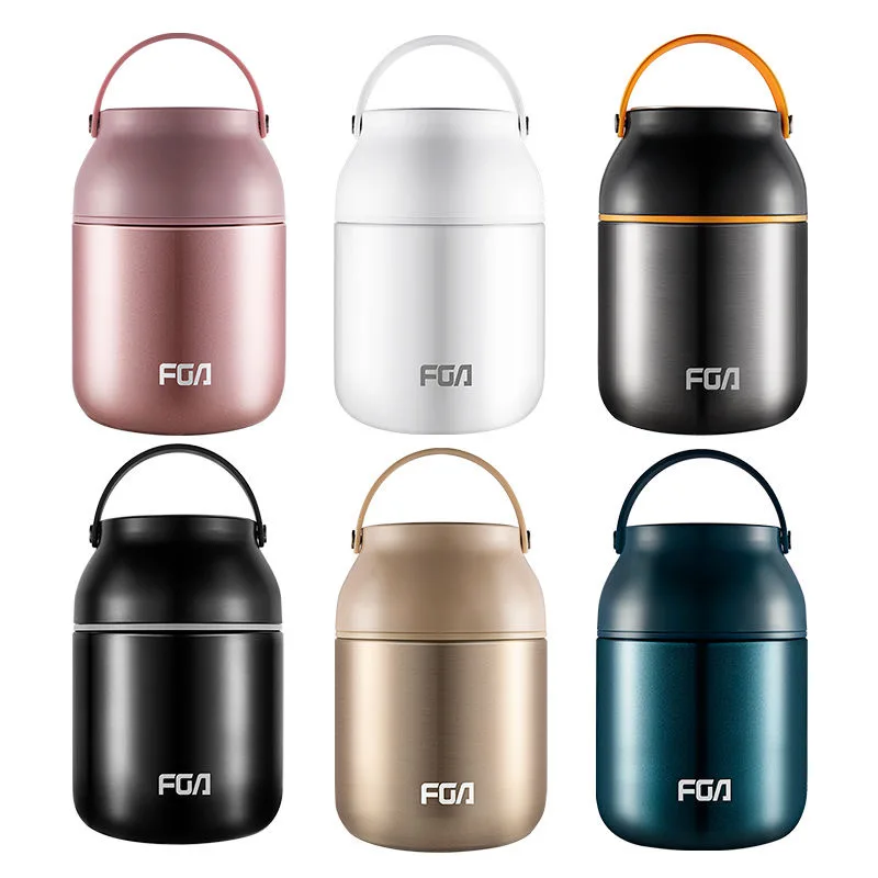 

FUGUANG 500/750ml Food Thermal Jar Vacuum Insulated Soup Pot Thermos Containers 316 Stainless Steel Lunch Box with Folding Spoon