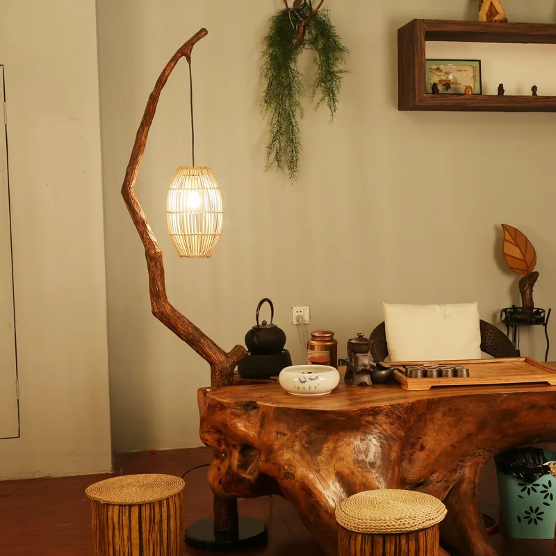 

Новая искусственная лампа GY, индивидуальная Ретро дзен, чайная комната, кабинет, гостиная, Мраморная ветка из ротанга