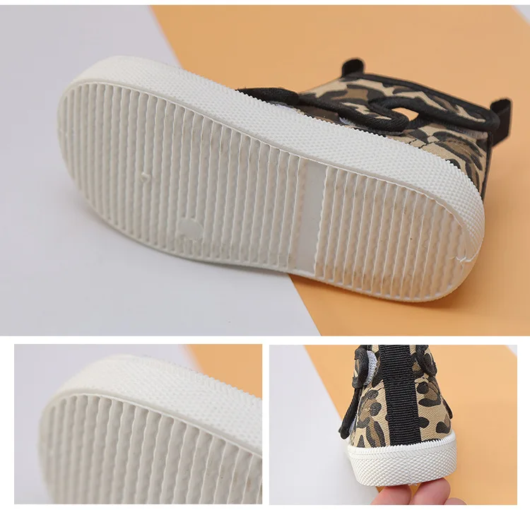 

2021 Spring and Autumn Summer Ins Children's Casual Shoes Fashion Leopard Canvas Shoes Trendy Children's Fashion Sneakers