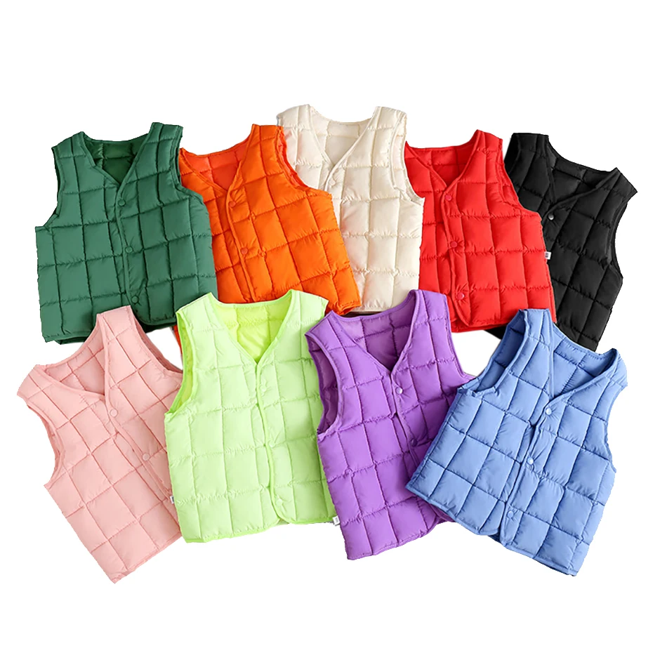 

Kids Vests Warm Waistcoats Autumn Baby Boys Girls Vests Children Sleeveless Down Cotton Jacket Coats 1-8T JYF