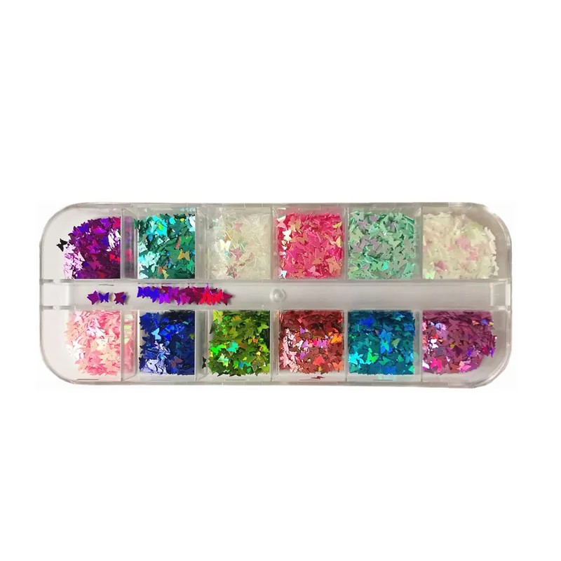 Блестящая бабочка в форме ногтей блестки зеркальный ломтик голографическое