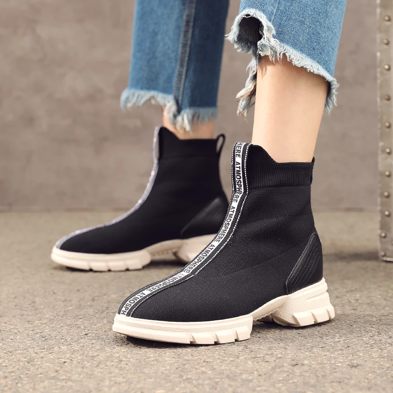 2019 г. Новый список узкие эластичные ботильоны для женщин сапоги носки с толстой