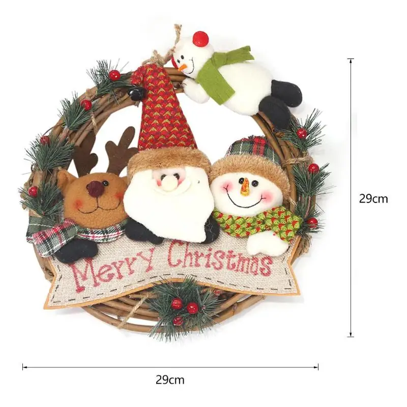 Венок из натурального ротанга гирлянды Рождественский Санта лось снеговик